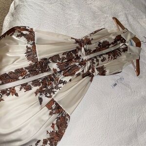 ANTONIO MELANI Cream and Brown Floral Dress